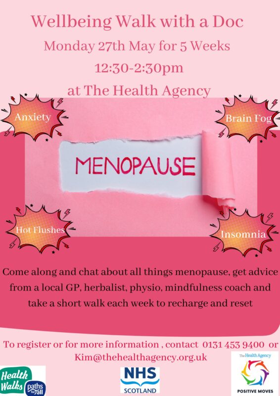 Wellbeing Walk with a Doc Menopause session poster the health agency